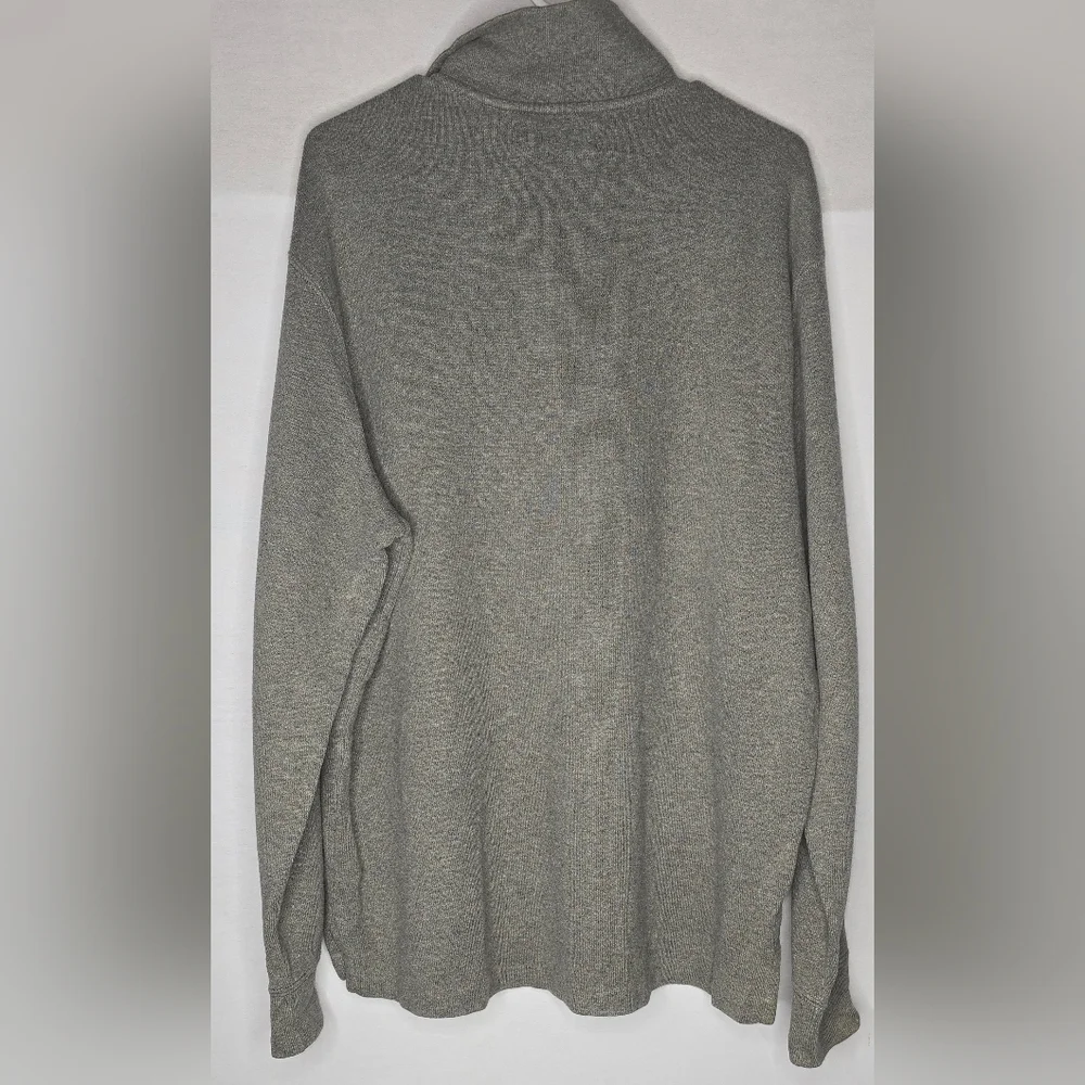 Polo Ralph Lauren Men's XL 1/4 Zip Pullover Sweater Gray Green Pony, 100% Cotton